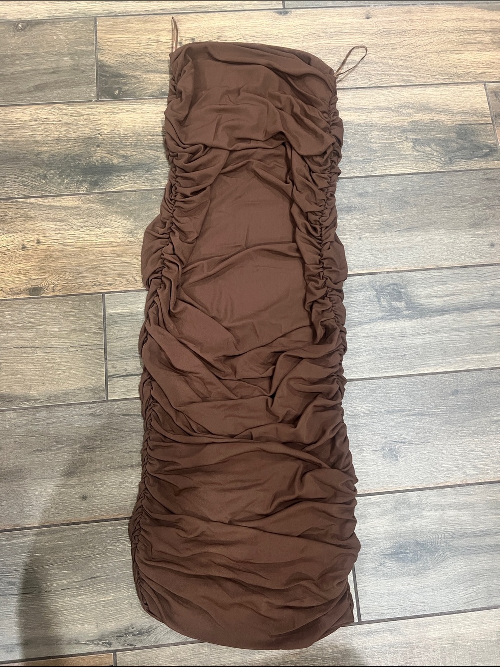 JLUX LABEL NWOT Brown Ruched Strapless Bodycon Dress/long skirt